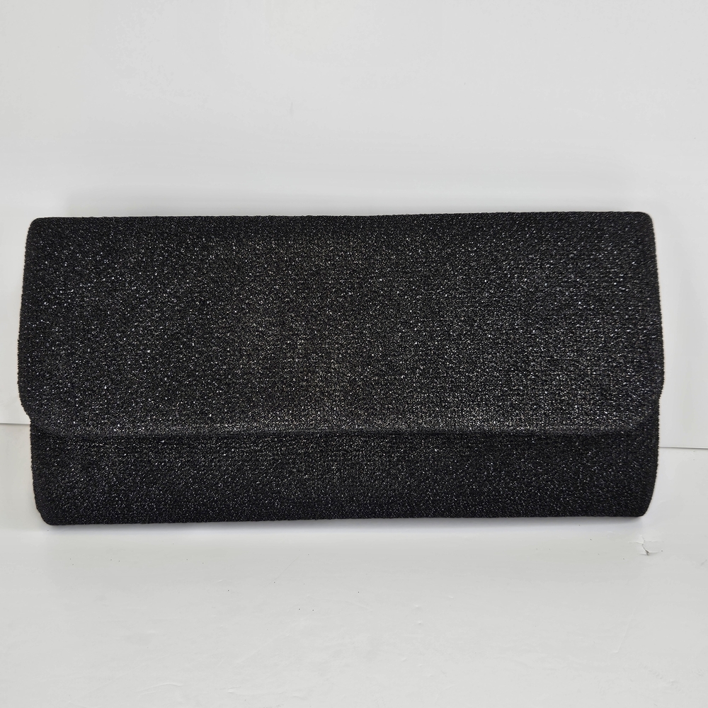La Diva Black Glitter Evening Bag Formal Sequin Clutch Shimmery Elegant Purse - Picture 3 of 16